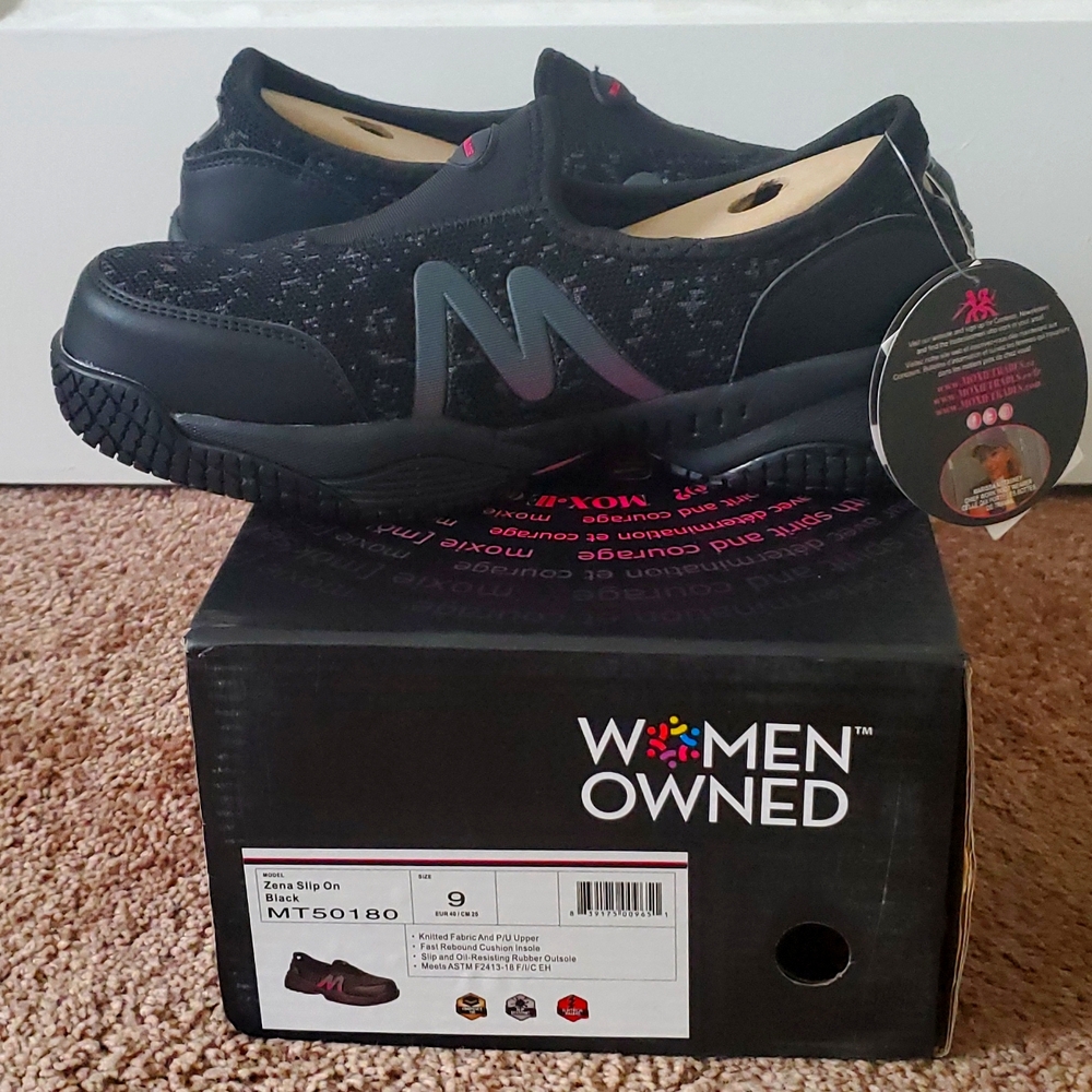 Zena Slip On Steel Toe Shoes (Black) (size9)